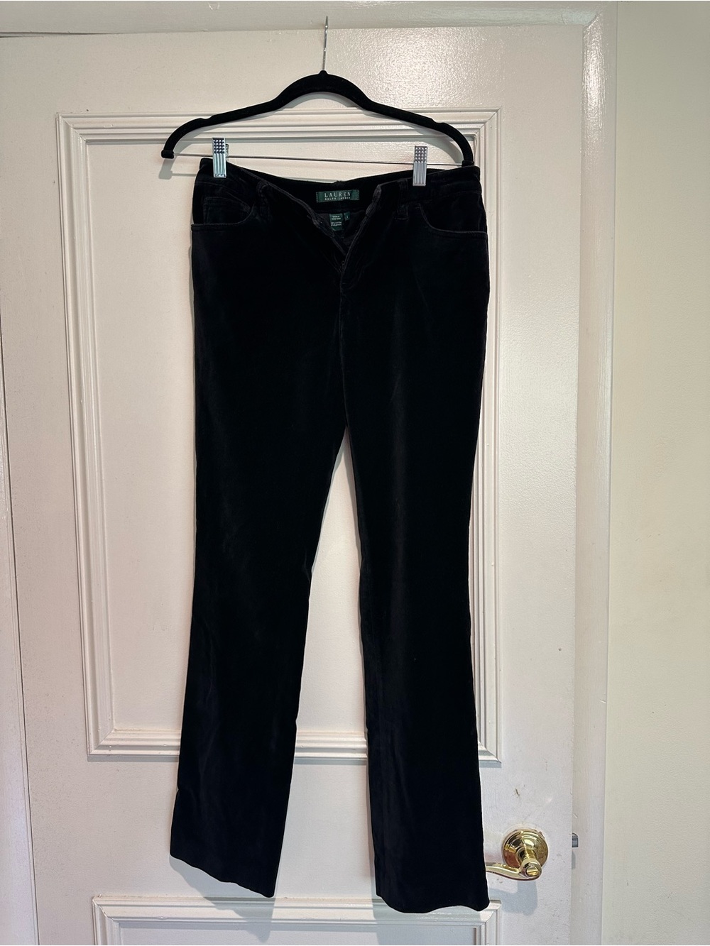 Vintage Lauren Ralph Lauren Black Velvet Straight Leg Pants Size 2